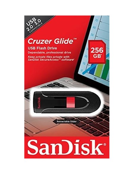 Sandisk Cruzer Glide  SDCZ60-256G-B35 256GB USB 2.0 Negro, Rojo unidad flash USB SDCZ60-256G-B35