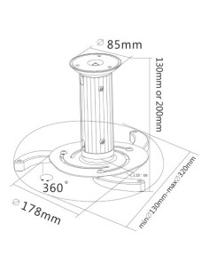 Soporte de techo para proyector giratorio e inclinable - Tooq - PJ1010TN-B  kiwiku.com 2