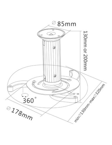 Soporte de techo para proyector giratorio e inclinable - Tooq - PJ1010TN-B  kiwiku.com