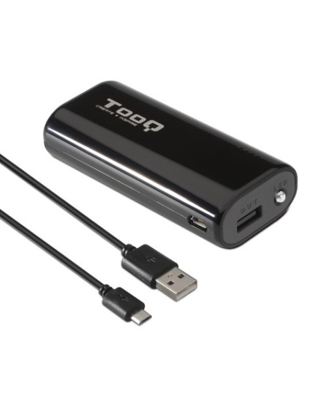 Batería Externa 5200mah Luz LED 1xUSB 5V/1A Negro - Tooq - TQPB-1052-B kiwiku.com