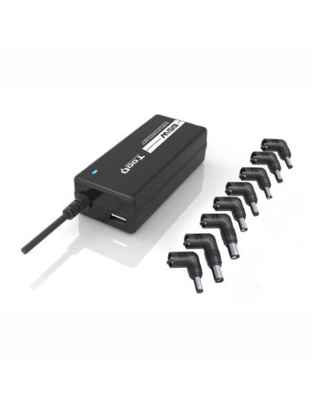 Cargador automático Universal multi tensión para portátil -  65W con 1xUSB y 8 conectores - Tooq - TQLC-65BS02AT kiwiku.com