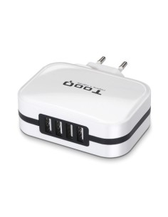 Cargador de pared 4xusb 5v 6.8 a con control ai - tooq - TQWC-1S04WT kiwiku.com