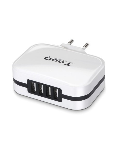 Cargador de pared 4xusb 5v 6.8 a con control ai - tooq - TQWC-1S04WT kiwiku.com
