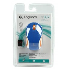 Logitech LGT-M187BU - Ratón Mini mouse M187 Azul inlambrico 910-002733