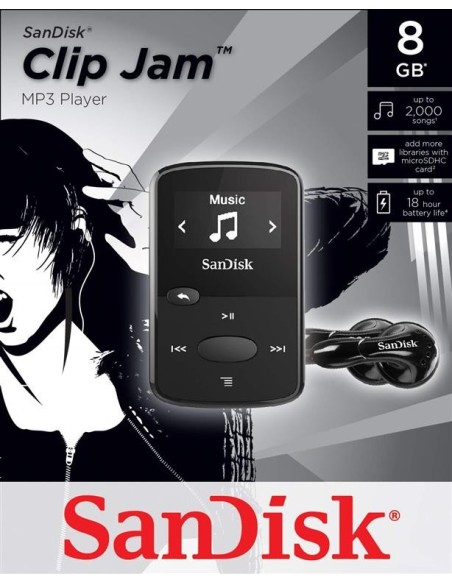 SanDisk Clip JAM 8GB negro SDMX26-008G-G46K SDMX26-008G-G46K kiwiku.com