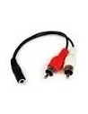 Cable Adaptador de 15cm de Audio Estéreo Mini Jack de 3,5mm Hembra a 2x RCA Macho - MUFMRCA