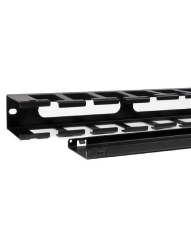 Panel Canaleta Horizontal de 1U con Cubierta para Gestión de Cableado en Racks y Perforaciones Later CMDUCT1UX kiwiku.com