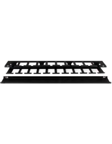 Panel Canaleta Horizontal de 1U con Cubierta para Gestión de Cableado en Racks y Perforaciones Later CMDUCT1UX kiwiku.com