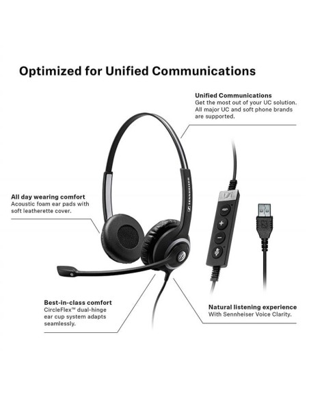 Sennheiser SC 260 USB Ctrl II Binaural Diadema Negro - Auriculares con micrófono 506481 kiwiku.com