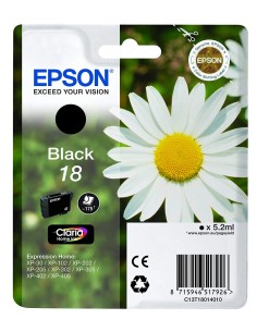 Cartucho de tinta original EPSON Tinta Claria Home 18 Margarita 5,2 ml Negro C13T18014012 T1801