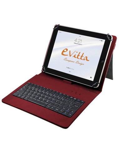 Funda para tablets - Con teclado USB - de 9,7'' a 10,1'' - Color Rojo - E-vitta EVUN000509 kiwiku.com