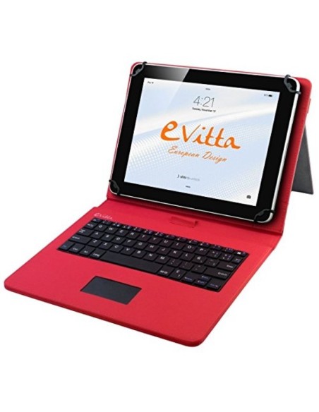 Funda universal para tablets - Con teclado USB y touchpad - de 7'' a 8 '' - Color rojo - E-vitta EVUN000701 kiwiku.com