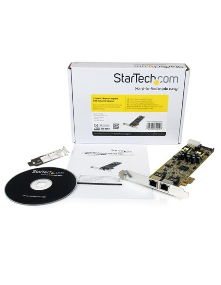 Tarjeta Adaptador de Red PoE/PSE PCI Express PCIe Gigabit Ethernet con 2 Puertos RJ45 ST2000PEXPSE