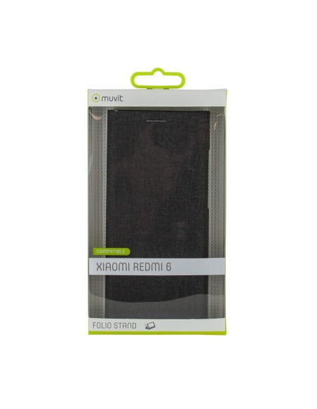 Funda Folio (Soporte + Tarjetero) para Xiaomi Redmi 6 - Color Negro - Muvit MUFLS0236 kiwiku.com