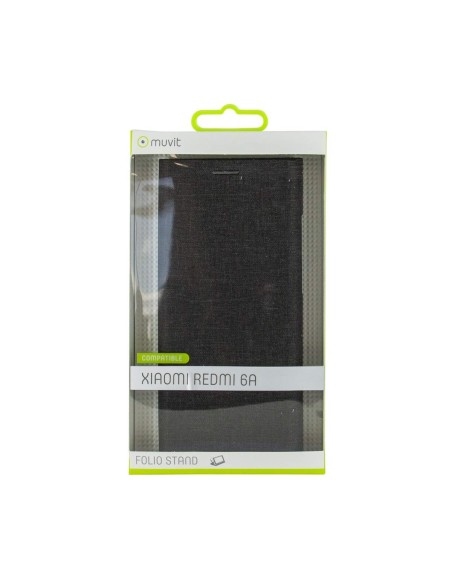 Funda Folio (Soporte + Tarjetero) para Xiaomi Redmi 6A - Color Negro - Muvit MUFLS0237 kiwiku.com