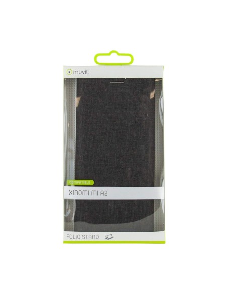 Funda Folio (Soporte + Tarjetero) para Xiaomi Mi A2 - Color Negro - Muvit MUFLS0238 kiwiku.com
