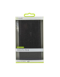 Funda Folio (Soporte + Tarjetero) para Xiaomi Mi 8 - Color Negro - Muvit MUFLS0241 kiwiku.com