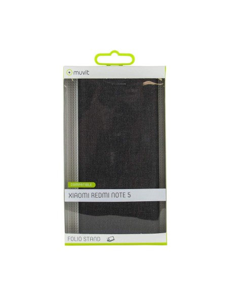 Funda Folio (Soporte + Tarjetero) para Xiaomi Redmi Note 5 - Color Negro - Muvit MUFLS0234 kiwiku.com