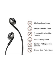Jbl t205 negro auriculares ergonómicos con micrófono integrado control remoto cable antienredos  kiwiku.com 2