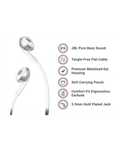 Auriculares jbl t205 chrome - pure bass - drivers 12.5mm JBLT205CRM kiwiku.com 2