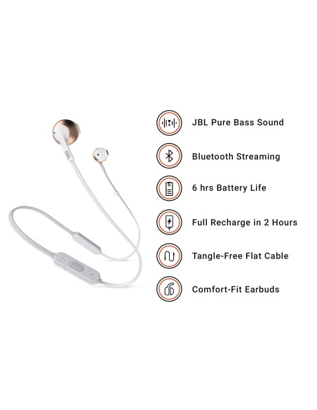 Auriculares bluetooth jbl tune 205 bt rose gold TUNE 205 BT RG kiwiku.com
