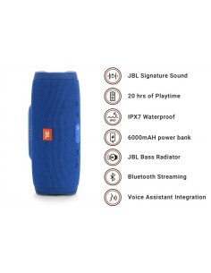 JBL Charge 3 - Altavoz Bluetooth inalámbrico portátil Azul JBLCHARGE3BLUE kiwiku.com 2