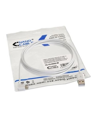 10.10.0502-W 2m USB A Lightning Color blanco cable USB 10.10.0502-W kiwiku.com