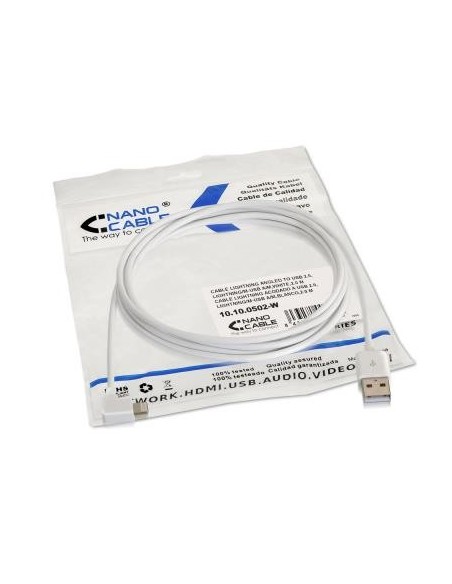 10.10.0502-W 2m USB A Lightning Color blanco cable USB 10.10.0502-W kiwiku.com