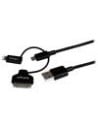 Cable de 1m Lightning, Dock de 30 pines o Micro USB a USB - Color Negro
