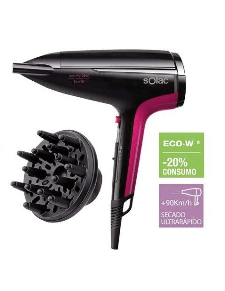 Solac SH7090 Fast Dry - Secador ultra rápido, 2400 EcoW potencia 2000W S90005100 kiwiku.com