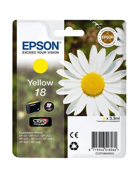 Cartucho de tinta Original EPSON Margarita C13T18044010 18, Color Amarillo C13T18044010 kiwiku.com