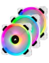 Ventilador RGB LED PWM blanco con doble bucle de luz de 120 mm LL120 RGB, paquete de tres ventiladores con Lighting Node PRO