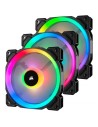 Ventilador RGB LED PWM con doble halo de luz de 120 mm LL120 RGB, paquete de 3 ventiladores con Lighting Node PRO