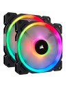 Ventilador RGB LED PWM con doble halo de luz de 140 mm LL140 RGB, paquete de 2 ventiladores con Lighting Node PRO
