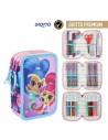 Plumier triple giotto premium Shimmer and Shine, Color Rosa