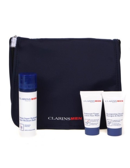 Clarins, Men hydrate set de regalo 50ml bálsamo súper hidratante + 30ml champú & gel de ducha 30ml   kiwiku.com