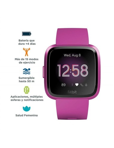Fitbit versa lite lila aluminio smartwatch reloj deportivo con pantalla táctil FB415PMPM kiwiku.com