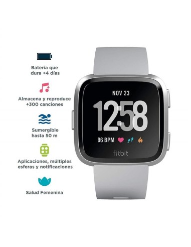 Fitbit versa Reloj Deportivo smartwatch gris/aluminio plata FB505SRGY-EU kiwiku.com