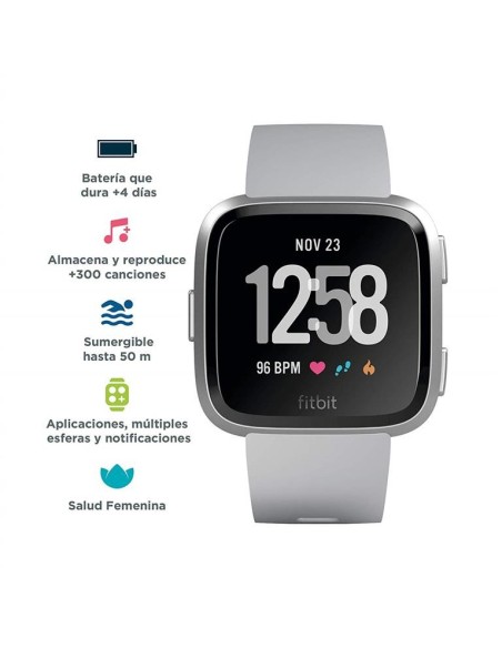 Fitbit versa Reloj Deportivo smartwatch gris/aluminio plata FB505SRGY-EU kiwiku.com