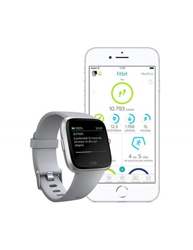 Fitbit versa Reloj Deportivo smartwatch gris/aluminio plata FB505SRGY-EU kiwiku.com