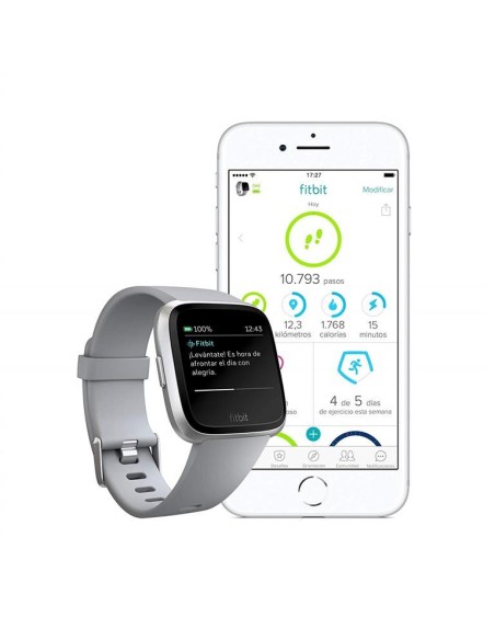 Fitbit versa Reloj Deportivo smartwatch gris/aluminio plata FB505SRGY-EU kiwiku.com
