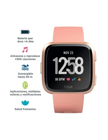 Fitbit versa smartwatch melocotón / aluminio oro rosa FB505RGPK-EU kiwiku.com
