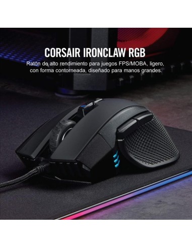 Raton corsair ironclaw rgb 18000 dpi optical negro CH-9307011-EU kiwiku.com
