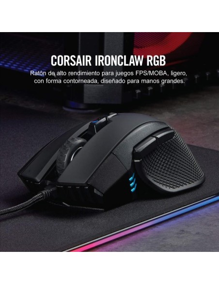 Raton corsair ironclaw rgb 18000 dpi optical negro CH-9307011-EU kiwiku.com