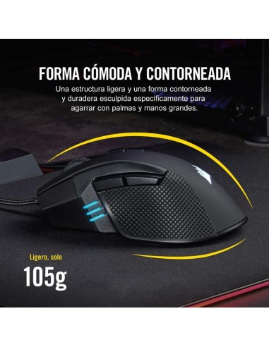 Raton corsair ironclaw rgb 18000 dpi optical negro CH-9307011-EU kiwiku.com