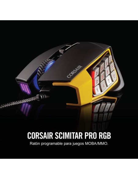 Raton corsair gaming scimitar pro rgb negro-amarillo CH-9304011-EU kiwiku.com