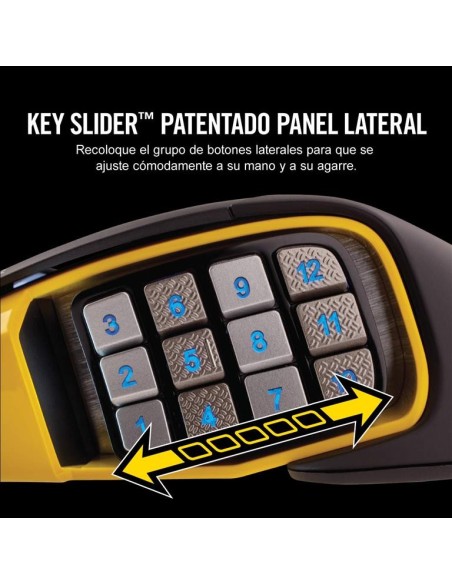 Raton corsair gaming scimitar pro rgb negro-amarillo CH-9304011-EU kiwiku.com