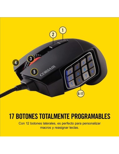 Raton corsair gaming scimitar pro rgb negro CH-9304111-EU kiwiku.com