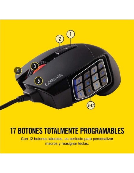 Raton corsair gaming scimitar pro rgb negro CH-9304111-EU kiwiku.com