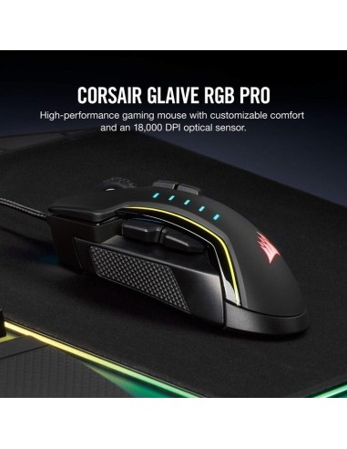 Raton corsair usb gaming glaive rgb pro optico 16k dpi negro CH-9302211-EU kiwiku.com